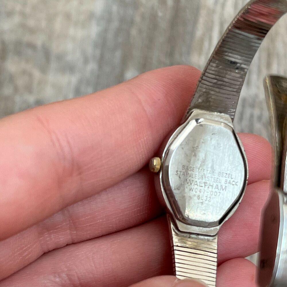 Waltham Ladies Vintage Antique Watch W043-007 w Two Tone Deco Design Small - Picture 6 of 11